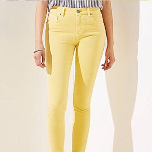 Ann Taylor Jeans Size 12 Curvy Yellow Crop Denim - Picture 1 of 9